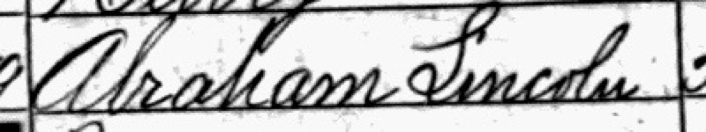 Census name entry Abraham Lincoln, with a capital L that looks like an S