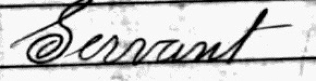 Census occupation Servant, written with a large looped capital S