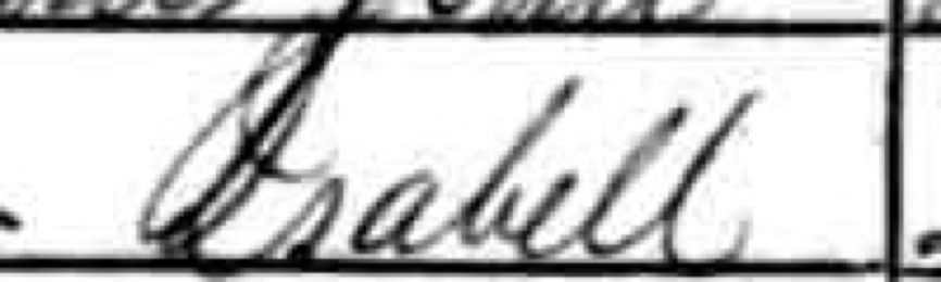 Census given name written with a large looped capital letter followed by sabell
