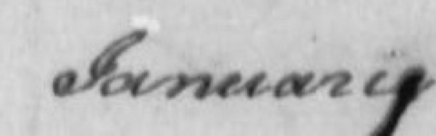 Handwritten month name starting with a looped capital and ending in a long tail