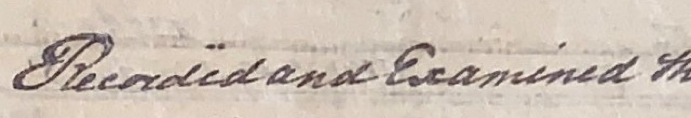 The words Recorded and Examined in a clerk's hand