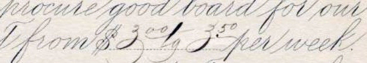 A line with money amounts written with raised cents