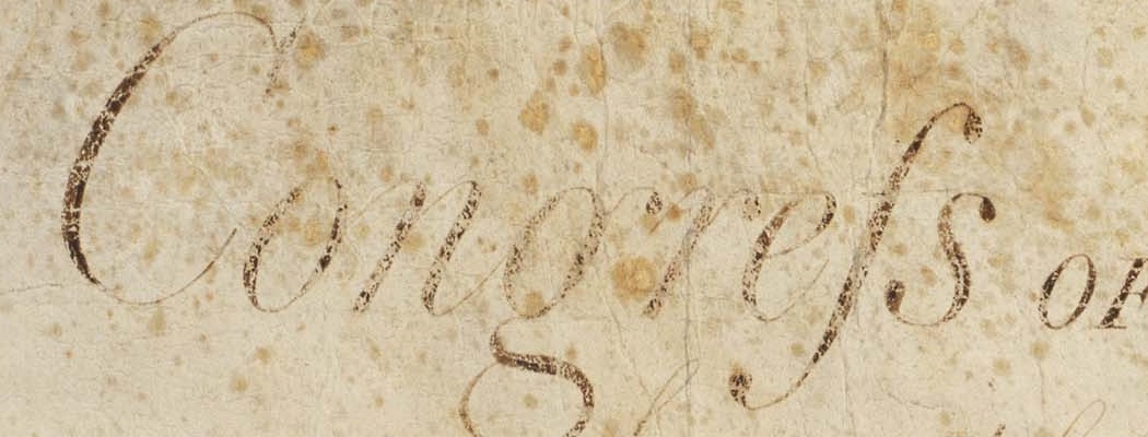 Large ornamental handwritten word Congress with a long s followed by a round s