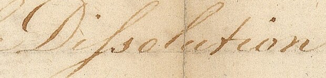 Handwritten word Dissolution in a petition of 1790