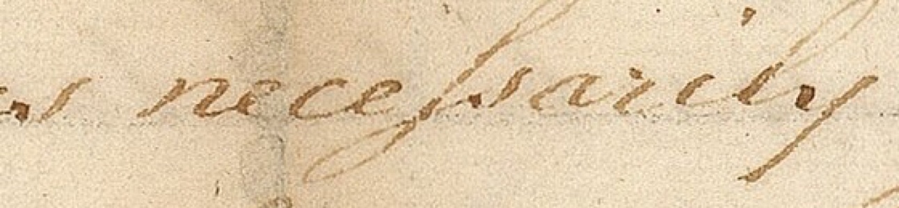 Handwritten word necessarily, faint