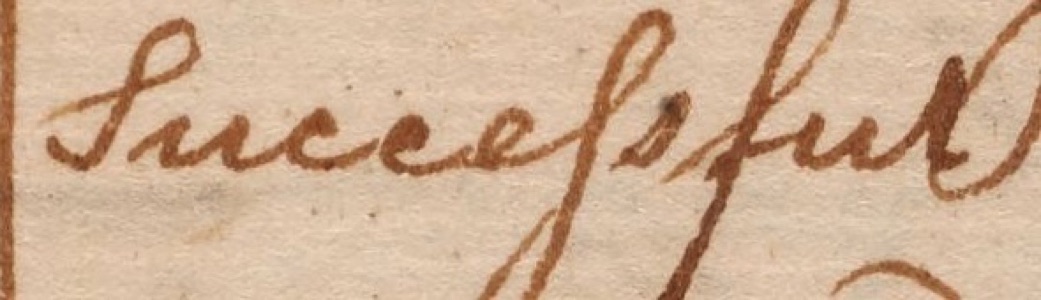 Handwritten word Successful with double s followed by f