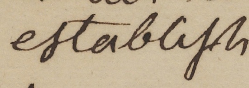Handwritten word establish written with two long s that look like f