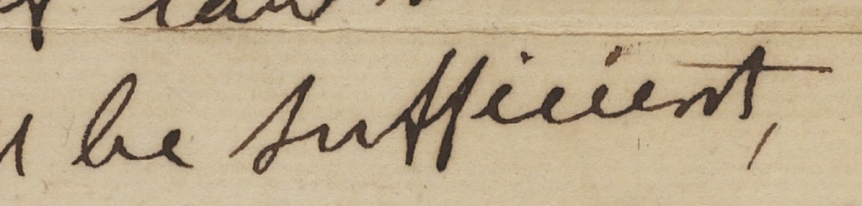 Handwritten words be sufficient, starting with a long s followed by double f