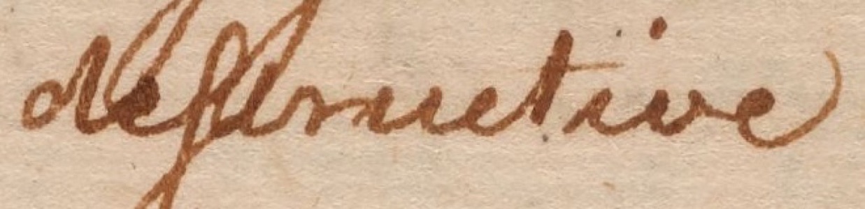 Handwritten word destructive with a long s after de