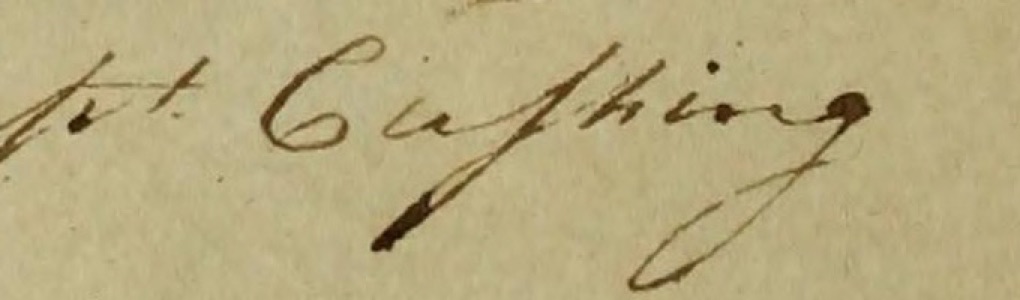 Handwritten pt. Cushing (end of Capt.), the s in Cushing is a long s