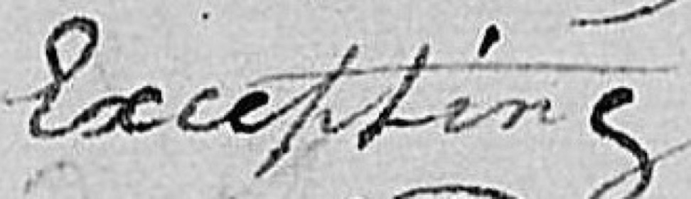 Handwritten word Excepting from an 1812 North Carolina will