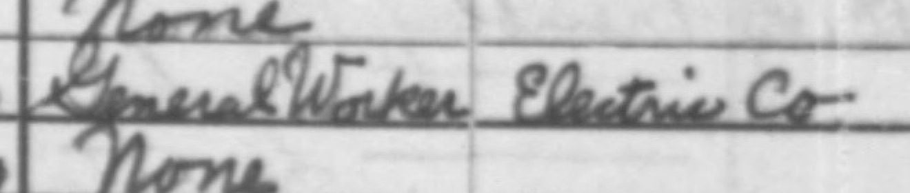 Census cells reading General Worker and Electric Co., with None above and below