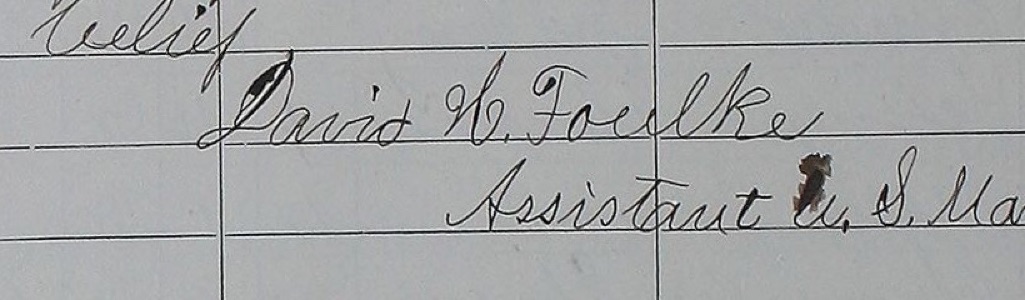 Signature David H. Foulke, Assistant U. S. Marshal, on a census form