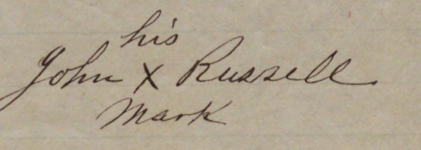 Signature John his X mark Russell