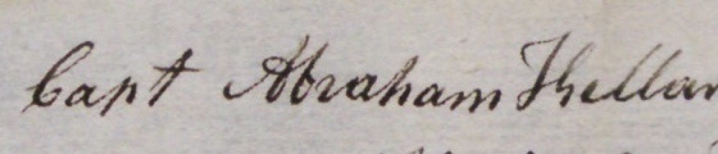 Handwritten words Capt Abraham Kellar