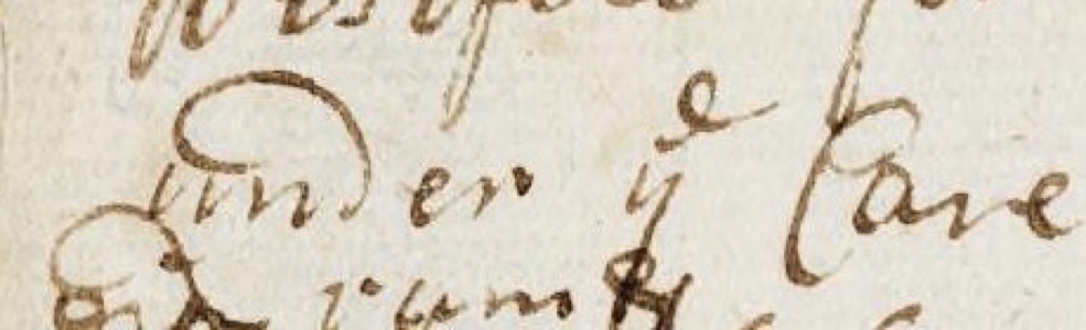 Handwritten words under ye Care with a small e above the y