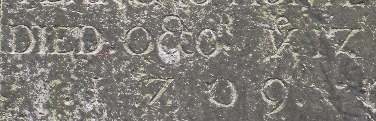 Carved DIED OCTOr ye 17 and 1709 below